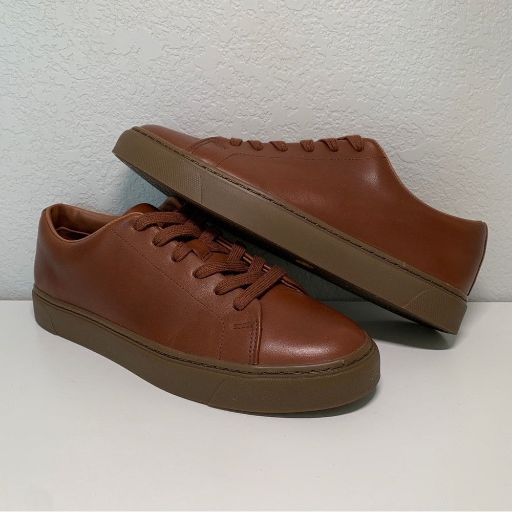 J.Crew Leather Court Sneakers English Tan Men's 8.5 -Like New